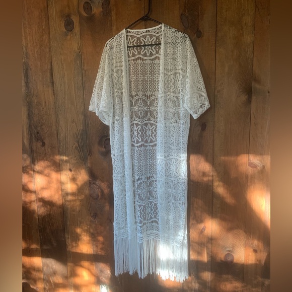 Unbranded Other - White lace fringed cover-up